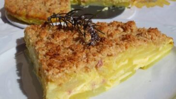 crumble de patatas con salchicha