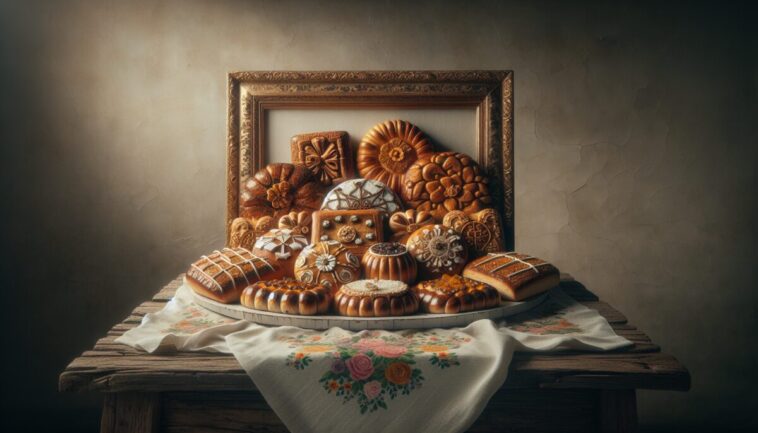 Pan de muerto decorado con fiori e zucchero