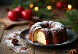 Delizioso bizcocho navideño con ripieno di cioccolato