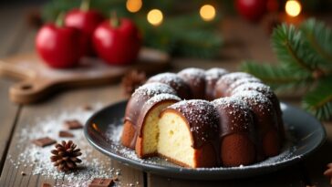 Delizioso bizcocho navideño con ripieno di cioccolato