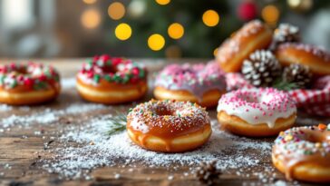 Deliciosos donuts decorados para le festività natalizie