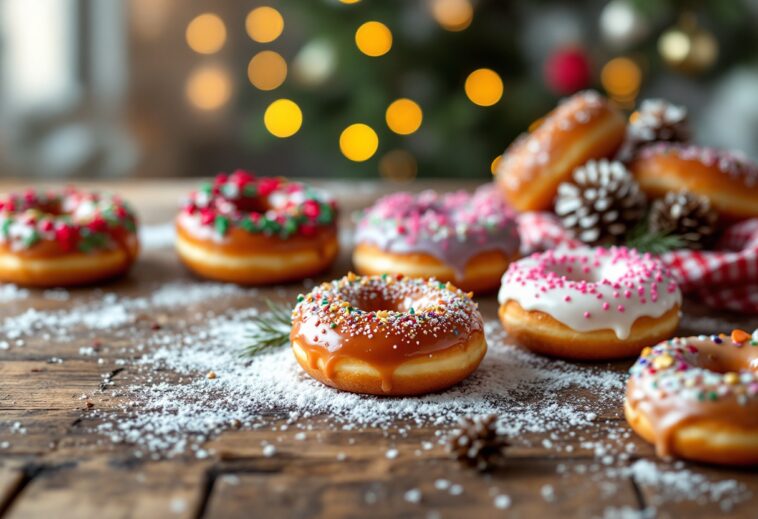 Deliciosos donuts decorados para le festività natalizie