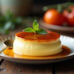 Flan de huevo cremoso decorado con caramello