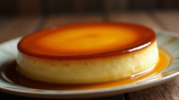 Flan de queso cremoso preparado en microondas