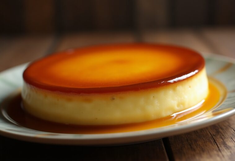 Flan de queso cremoso preparado en microondas