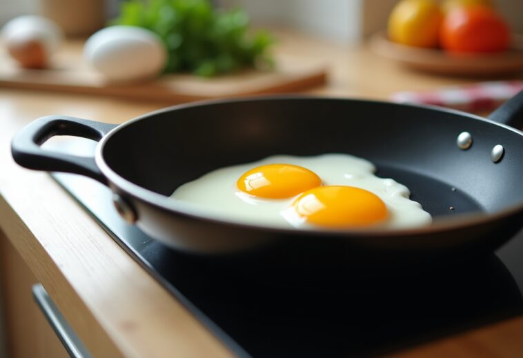 Huevos fritos cocinados en microondas de forma saludable