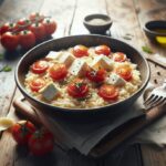 Risotto cremoso con pomodoro fresco e mozzarella filante