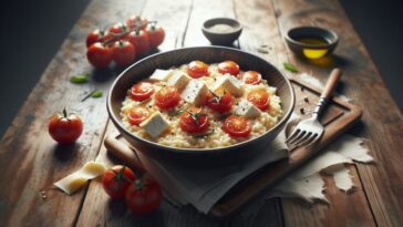 Risotto cremoso con pomodoro fresco e mozzarella filante