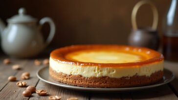 Tarta de turrón decorada con frutos secos y chocolate