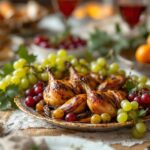 Codornices al horno doradas y jugosas en un plato