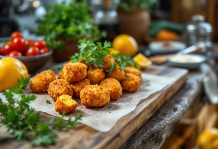 Deliciosas croquetas di chorizo appena fritte