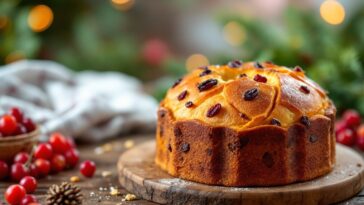 Immagine di un panettone tradizionale con decorazioni