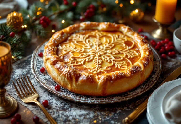 Galette des Rois decorata con zucchero a velo