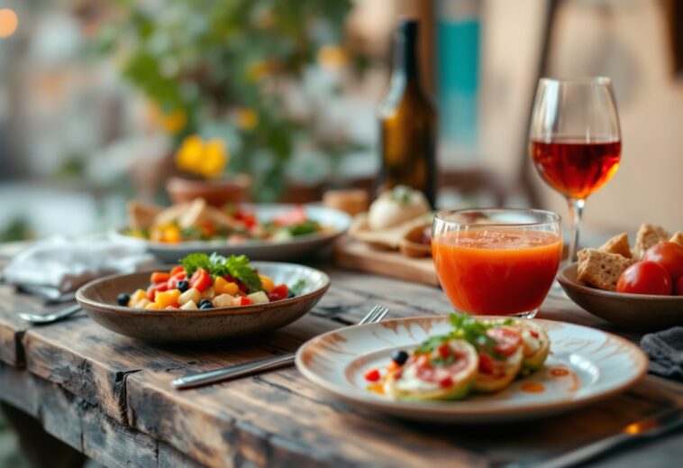 Piatti tipici della gastronomia andaluza con ingredienti freschi