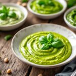 Salsa pesto fresca con ingredientes naturales y colorati