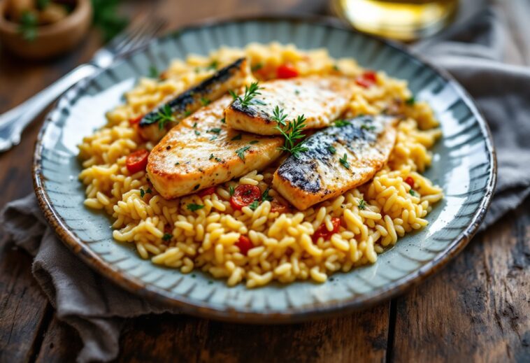 Piatto di arroz caldoso con bacalao tipico di Malaga