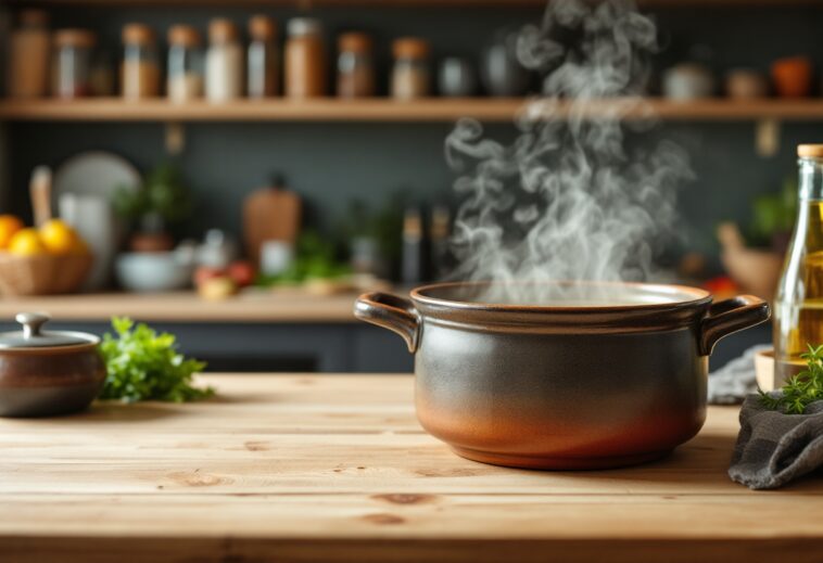 Tazón de caldo de huesos con ingredientes frescos