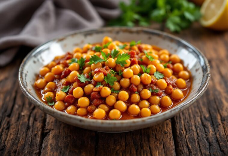 Deliziosi callos con garbanzos, piatto tradizionale spagnolo