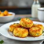 Croquetas de calabacín doradas y crujientes en un plato