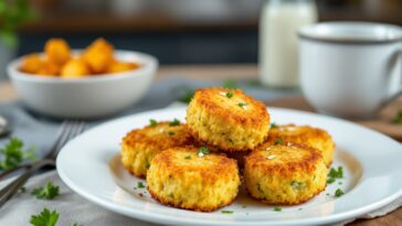 Croquetas de calabacín doradas y crujientes en un plato