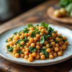 Piatto di espinacas con garbanzos freschi e colorati