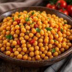 Garbanzos freschi in un piatto colorato