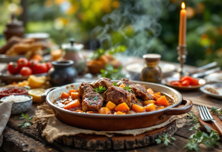 Delicioso guiso de cordero servido en un plato