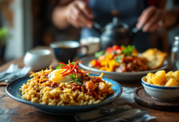 Diferentes platos autóctonos de Colombia en una mesa