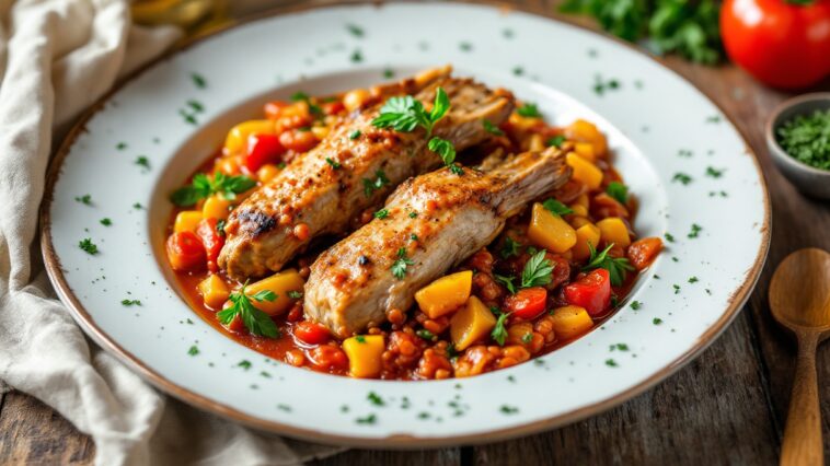 Ragú di coniglio cucinato con vino bianco