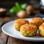 Croquetas di spinaci dorate e croccanti su un piatto