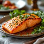 Salmone al forno con contorni freschi e colorati