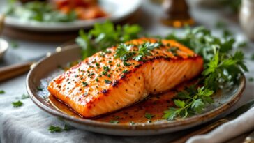 Salmone al forno con contorni freschi e colorati