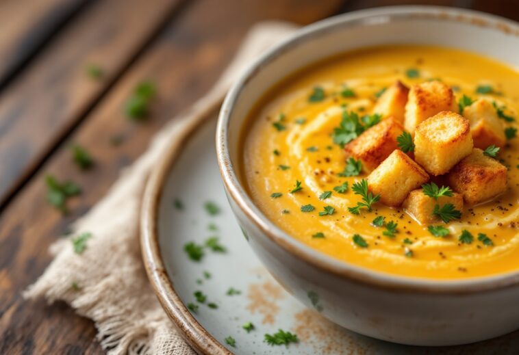 Sopa de ajo aragonesa servita in una ciotola calda