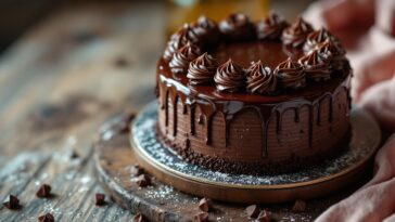 Deliciosa tarta de chocolate con cobertura brillante