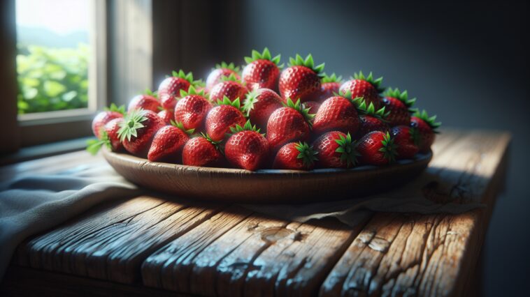 Fragole fresche pronte per essere lavate senza pesticidi