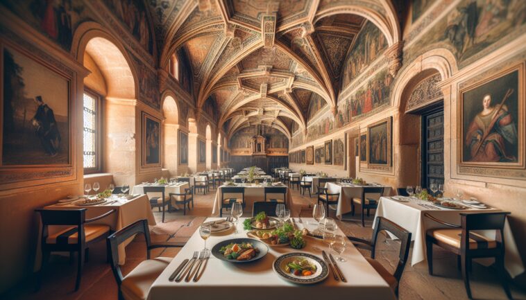 Vista del Convent de Roser a Lleida con architettura storica