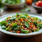 Ensalada colorata di lentejas con verdure fresche