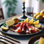 Plato innovativo con jamón serrano e limone fresco