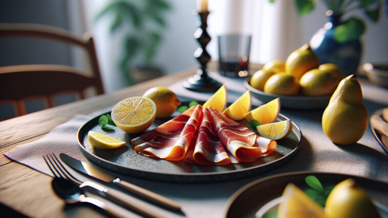 Plato innovativo con jamón serrano e limone fresco