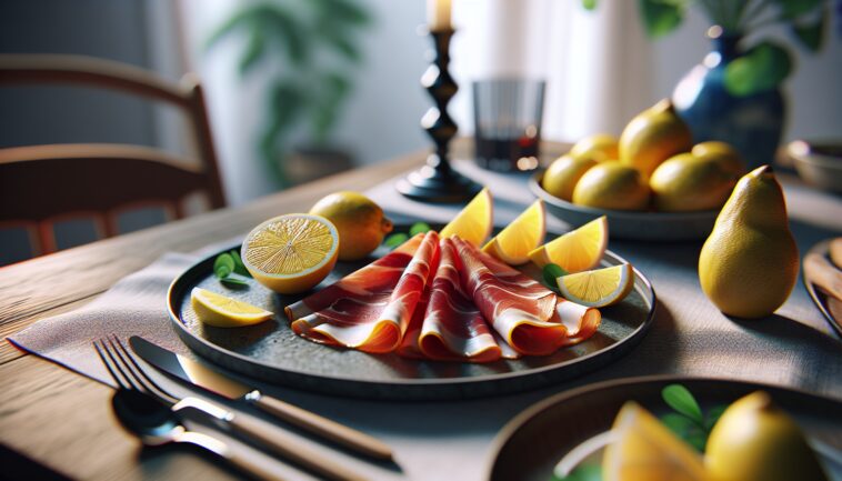 Plato innovativo con jamón serrano e limone fresco