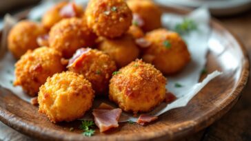 Deliciosa croqueta de jamón en un plato en Santiago