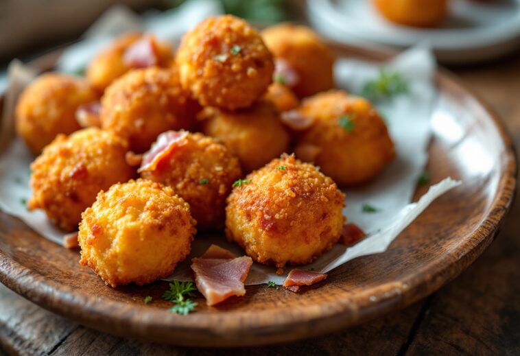 Deliciosa croqueta de jamón en un plato en Santiago