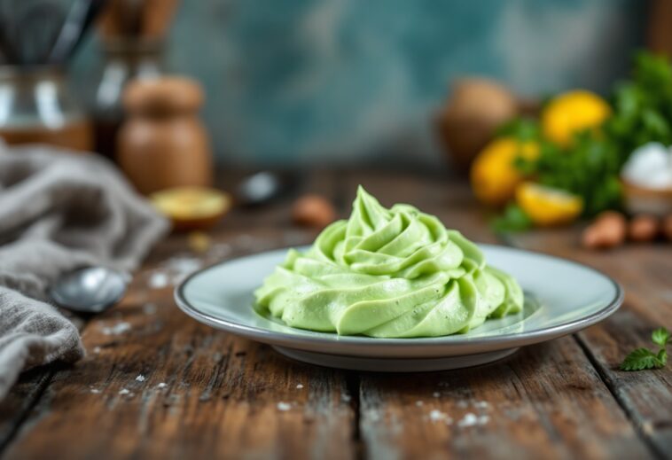 Mousse di calabacín servita in un piatto elegante