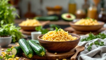 Pasta con calabacín servida en un plato para bebés