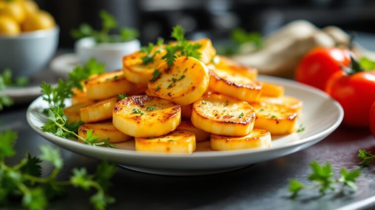 Delicioso queso halloumi en un plato colorido