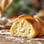 Brioche dorata appena sfornata con decorazioni