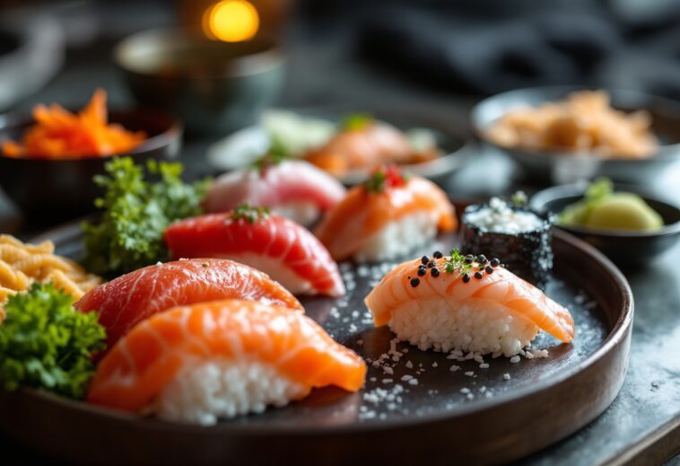 Immagine di sushi fresco con ingredienti tradizionali