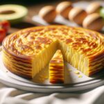 Tortilla de patatas servita su un piatto tradizionale