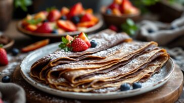 Deliziosi crepes di cioccolato pronti da gustare