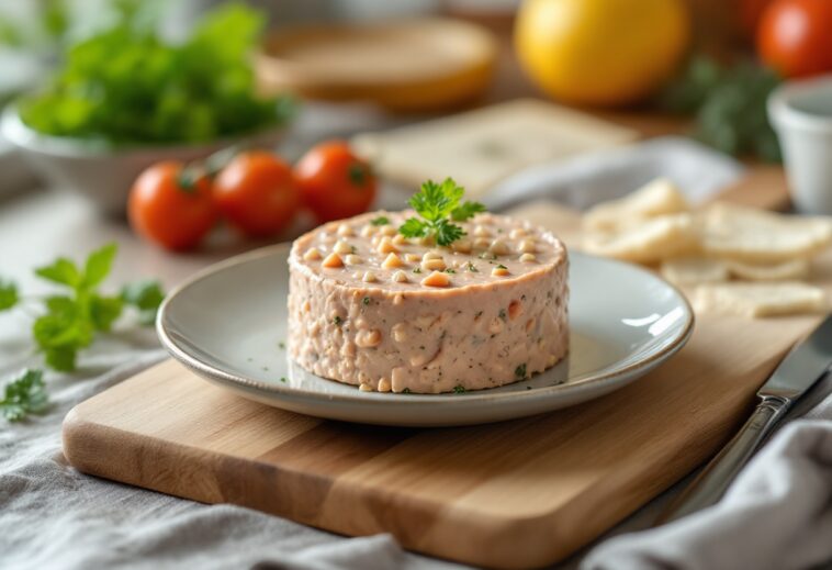 Paté di tonno casero servito con crostini